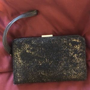 Black and gold clutch wallet purse
